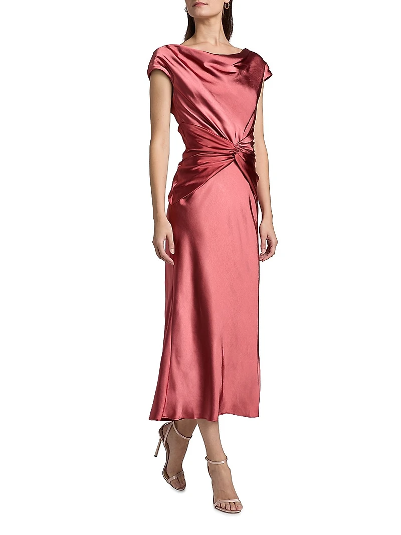 Satin Bias-Cut Midi-Dress