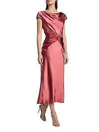Satin Bias-Cut Midi-Dress