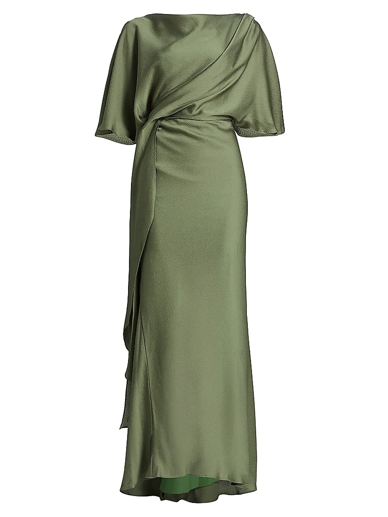 Hammered Satin A-Line Gown