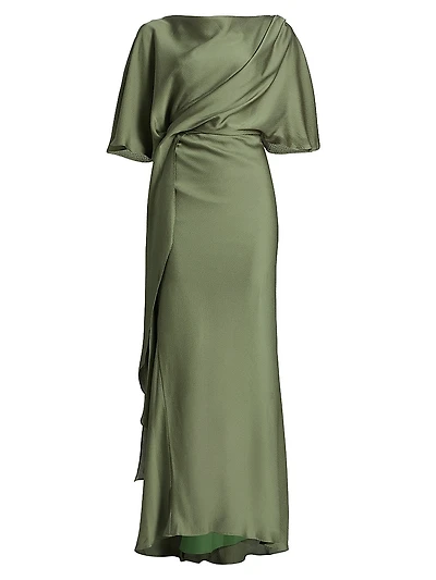 Hammered Satin A-Line Gown