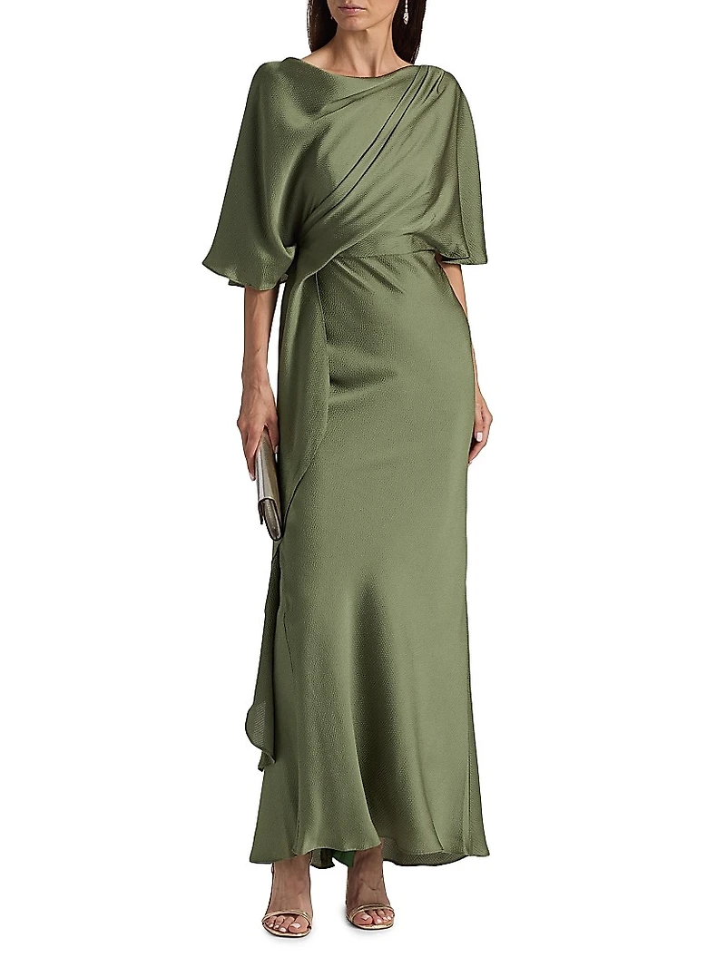 Hammered Satin A-Line Gown