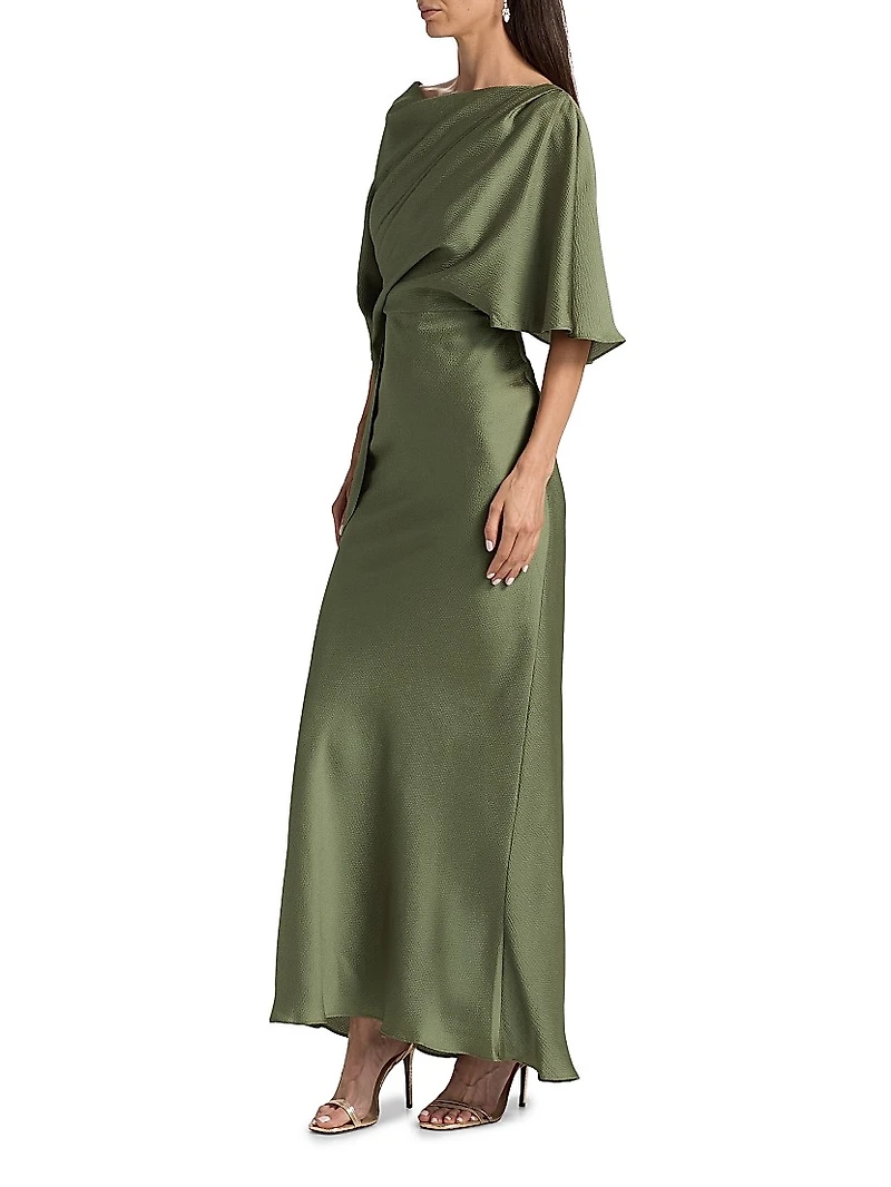 Hammered Satin A-Line Gown