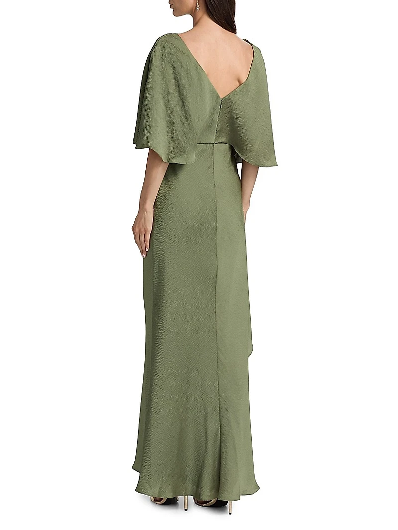 Hammered Satin A-Line Gown