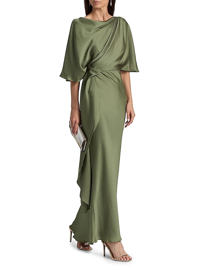 Hammered Satin A-Line Gown