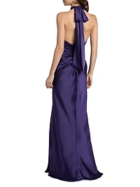 Halterneck Draped Satin Gown