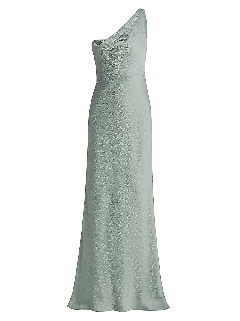 Hammered Satin One-Shoulder Gown