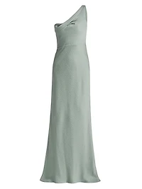 Hammered Satin One-Shoulder Gown