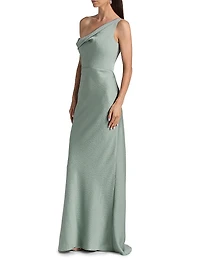 Hammered Satin One-Shoulder Gown
