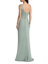 Hammered Satin One-Shoulder Gown