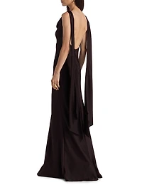 Hammered Satin Draped A-Line Gown