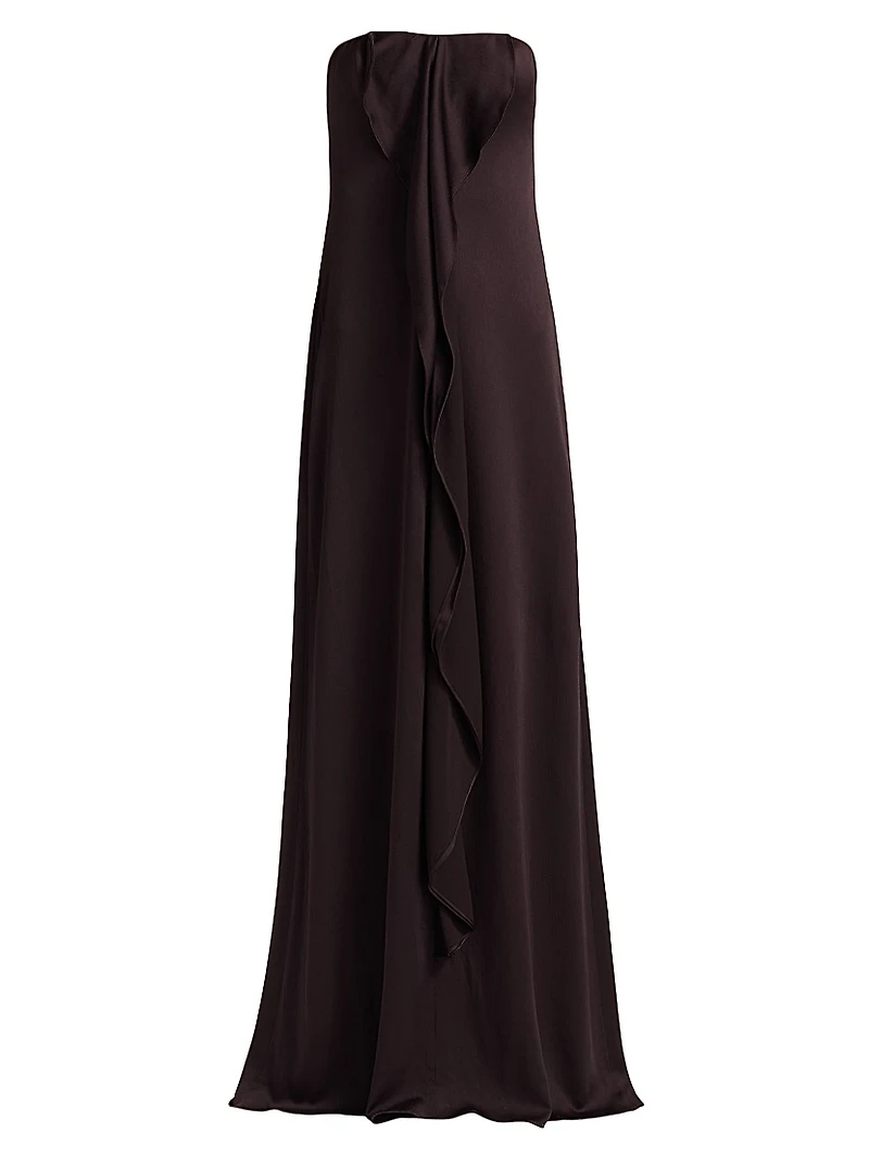 Satin Draped Strapless Gown