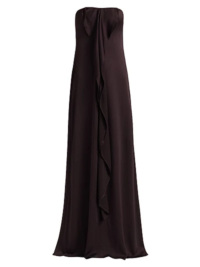 Satin Draped Strapless Gown