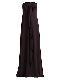 Satin Draped Strapless Gown