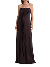 Satin Draped Strapless Gown