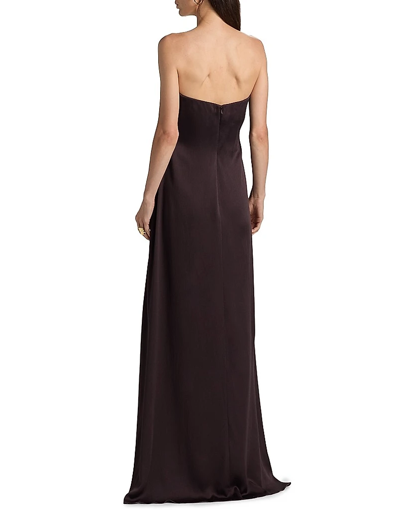 Satin Draped Strapless Gown