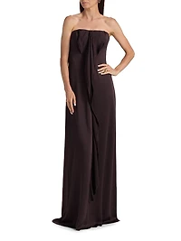 Satin Draped Strapless Gown