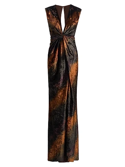 Stripe Sleeveless Column Gown