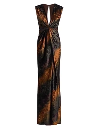 Stripe Sleeveless Column Gown