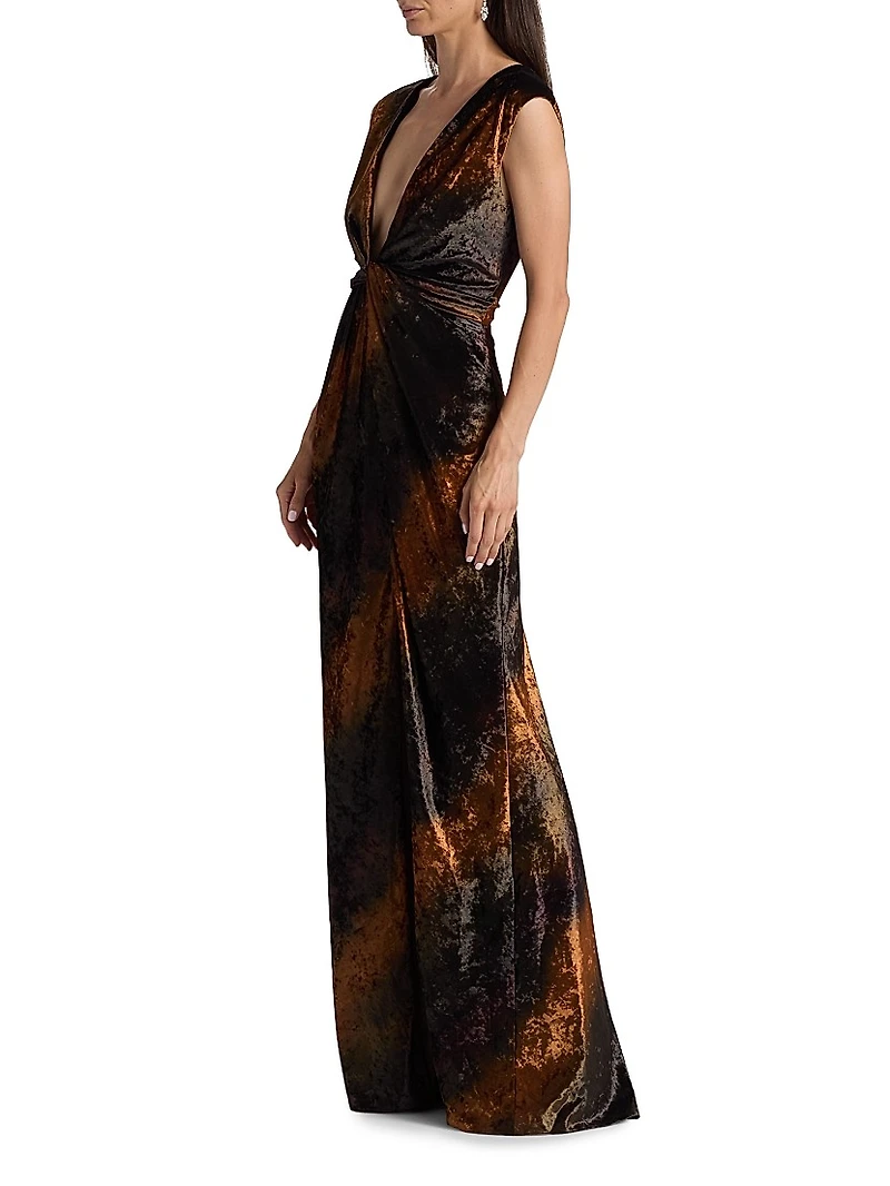 Stripe Sleeveless Column Gown