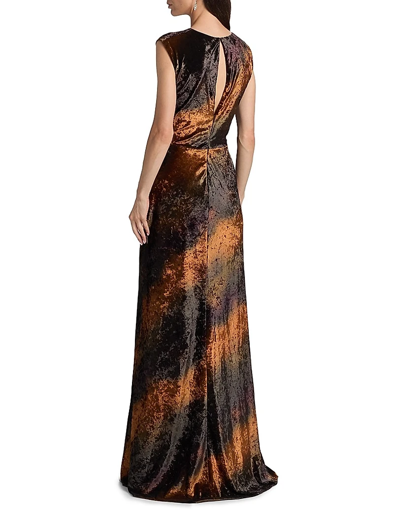 Stripe Sleeveless Column Gown