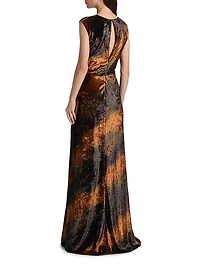 Stripe Sleeveless Column Gown