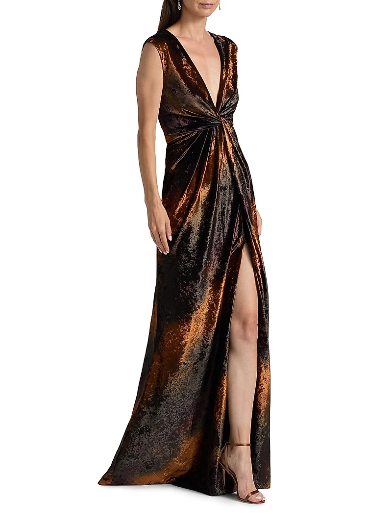 Stripe Sleeveless Column Gown