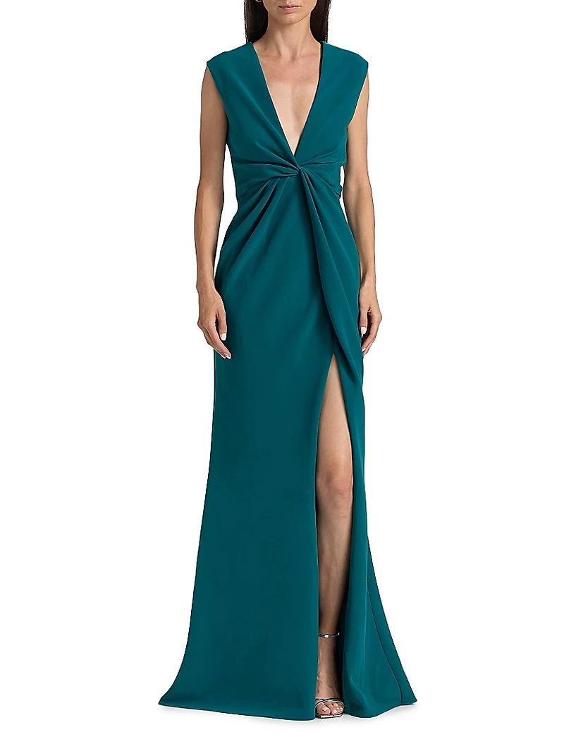 Stretch Crêpe Column Gown
