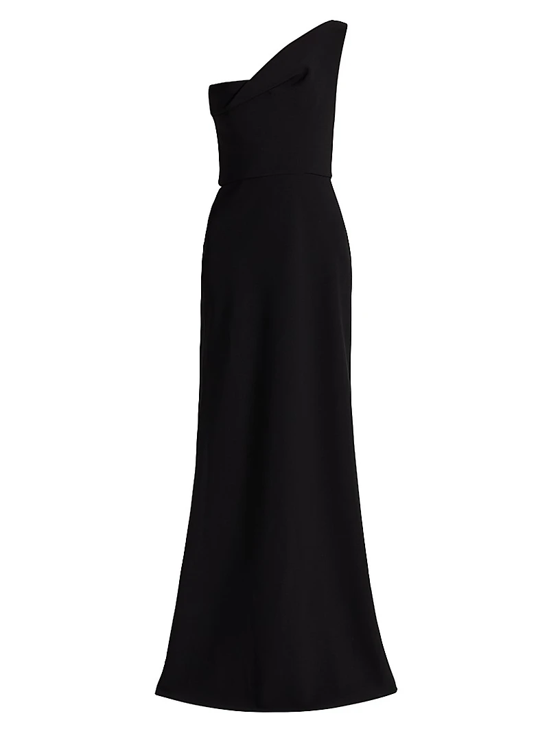 Draped One-Shoulder Sheath Gown