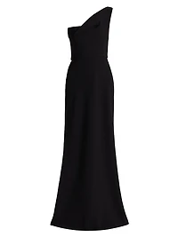 Draped One-Shoulder Sheath Gown