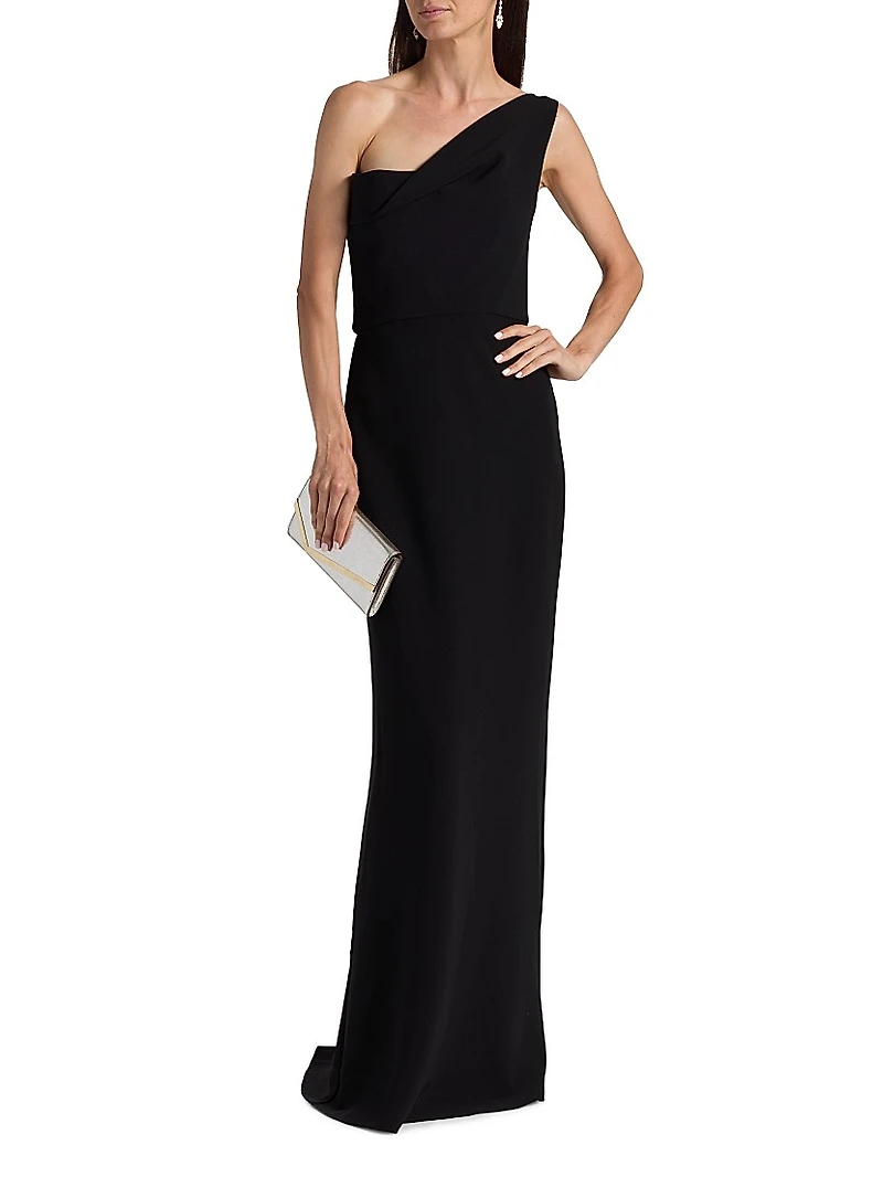 Draped One-Shoulder Sheath Gown