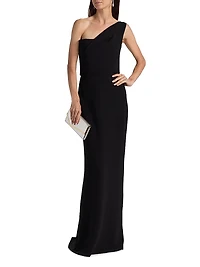 Draped One-Shoulder Sheath Gown