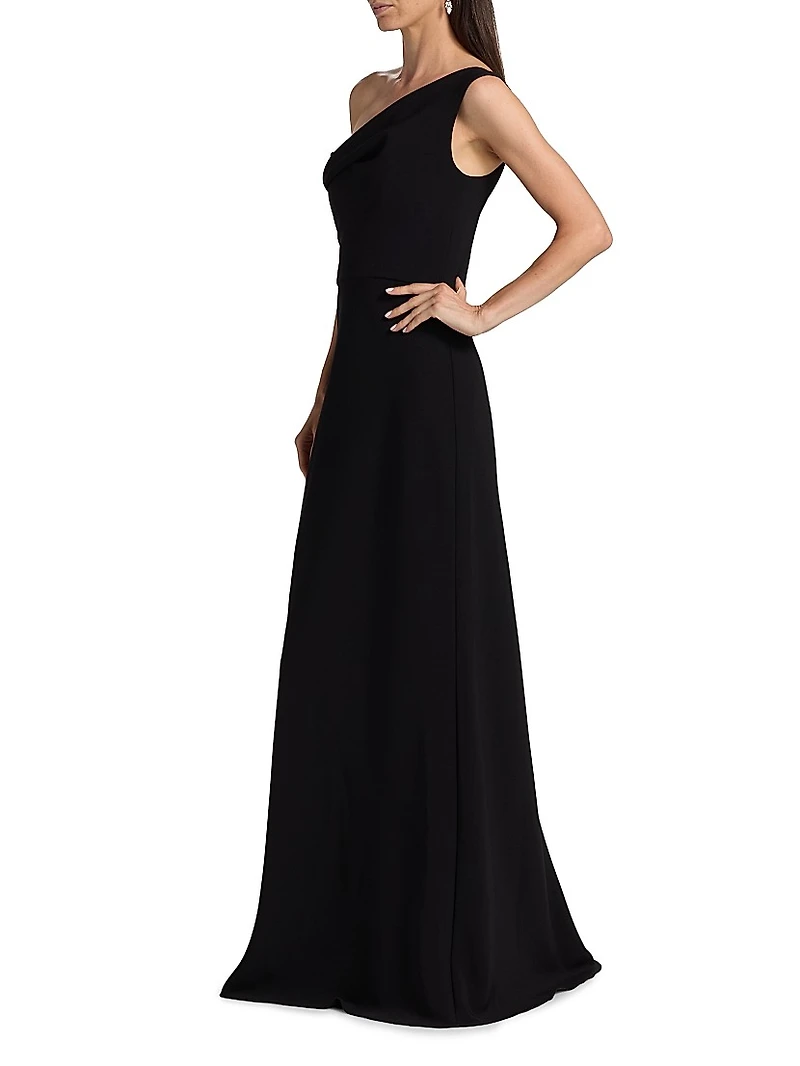 Draped One-Shoulder Sheath Gown