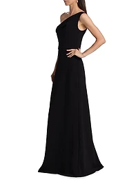 Draped One-Shoulder Sheath Gown