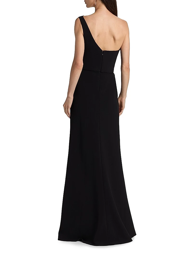 Draped One-Shoulder Sheath Gown
