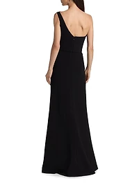 Draped One-Shoulder Sheath Gown
