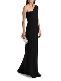 Draped One-Shoulder Sheath Gown