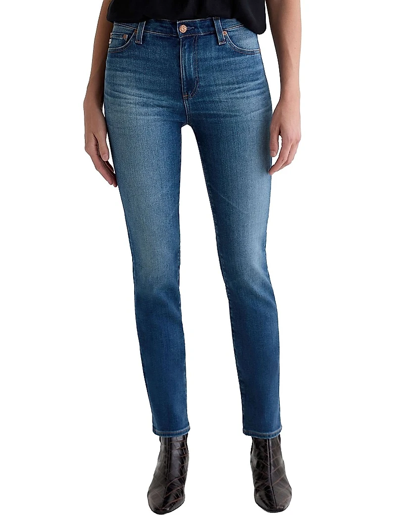 Mari Mid-Rise Slim Straight-Leg Jeans