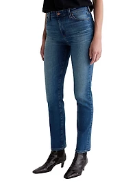 Mari Mid-Rise Slim Straight-Leg Jeans