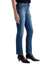 Mari Mid-Rise Slim Straight-Leg Jeans