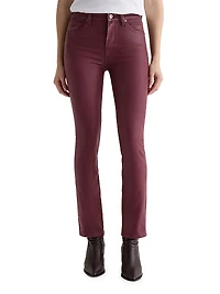 Mari Coated Mid-Rise Slim Straight Jeans