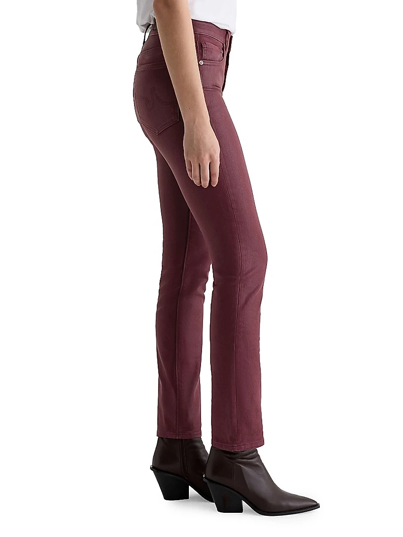 Mari Coated Mid-Rise Slim Straight Jeans