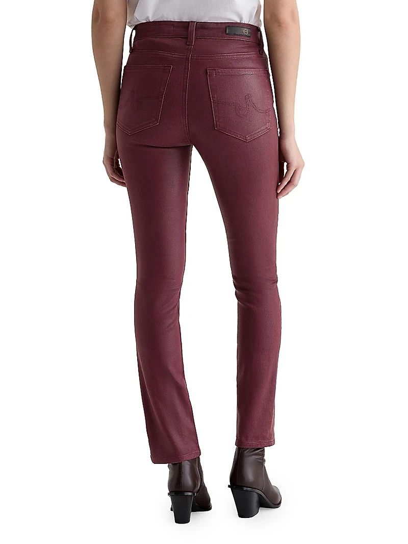 Mari Coated Mid-Rise Slim Straight Jeans