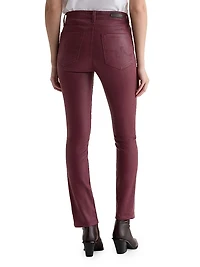 Mari Coated Mid-Rise Slim Straight Jeans