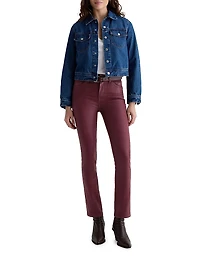 Mari Coated Mid-Rise Slim Straight Jeans