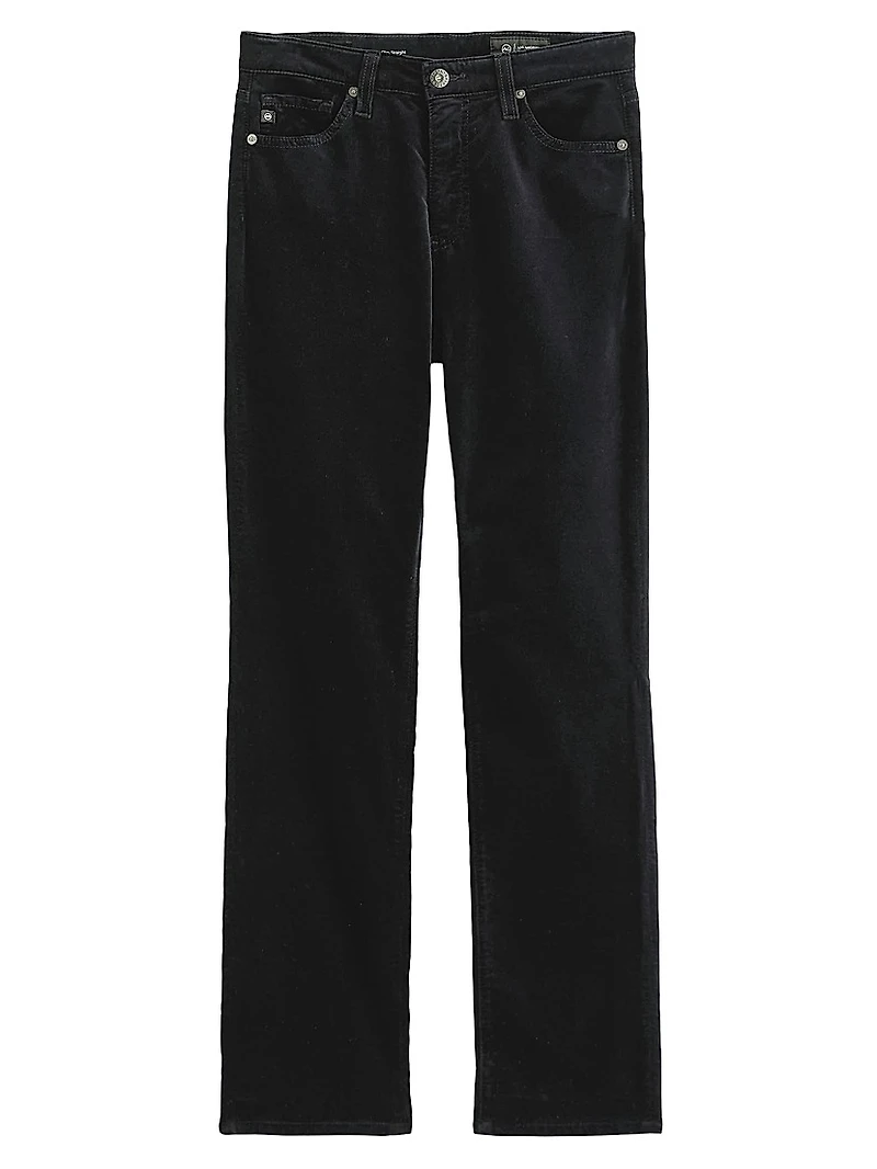 Mari Stretch-Velvet Mid-Rise Slim-Straight Jeans