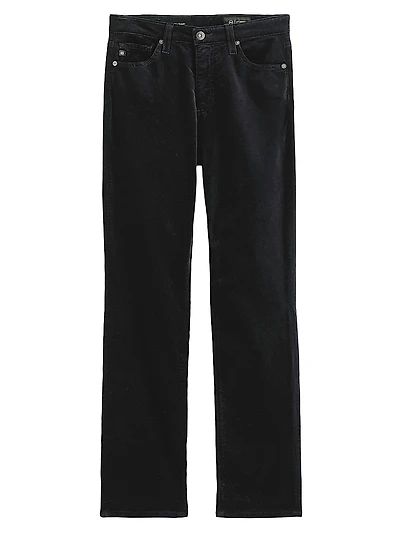 Mari Stretch-Velvet Mid-Rise Slim-Straight Jeans