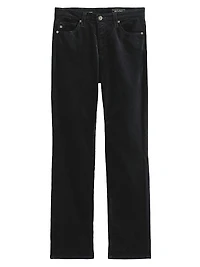 Mari Stretch-Velvet Mid-Rise Slim-Straight Jeans