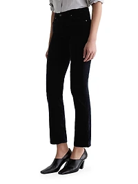 Mari Stretch-Velvet Mid-Rise Slim-Straight Jeans