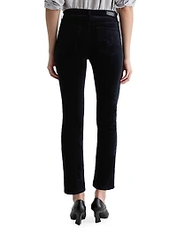Mari Stretch-Velvet Mid-Rise Slim-Straight Jeans