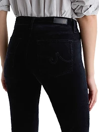Mari Stretch-Velvet Mid-Rise Slim-Straight Jeans